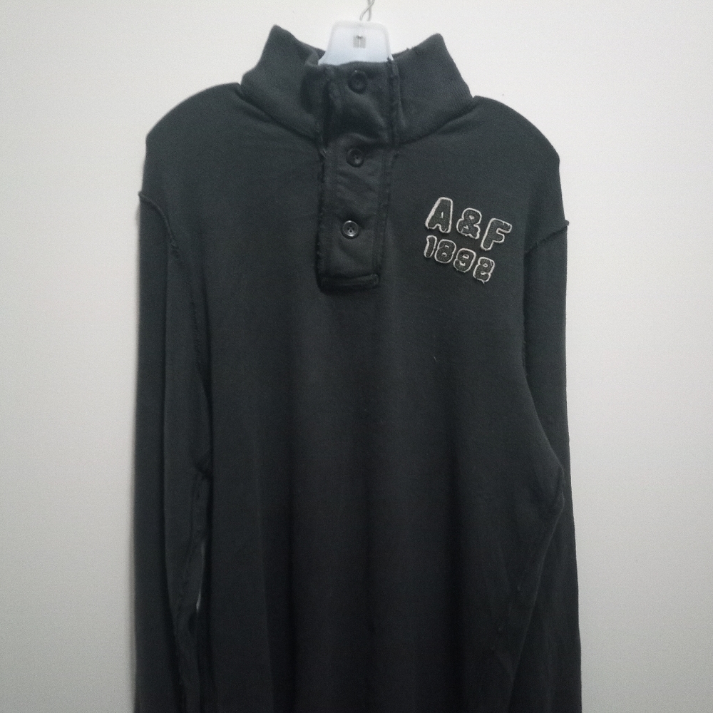 Size XL ABERCROMBIE & FITCH Light Black Long Sleeve Polo FLAW(see description) 
